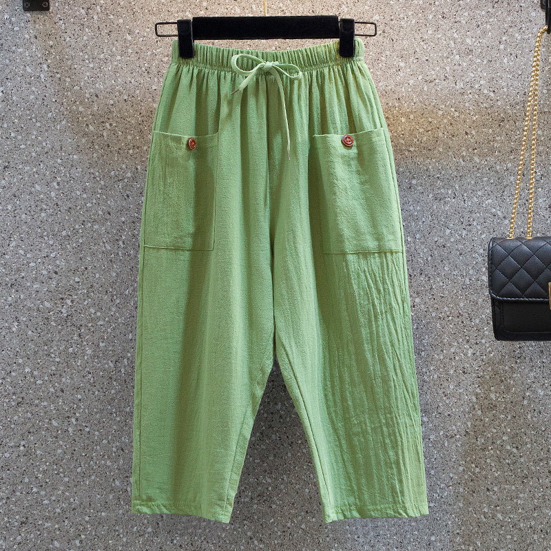 Plus Size Women Casual Cropped Trousers