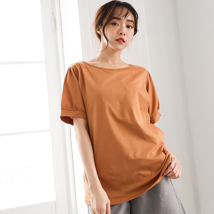 Plus Size Nursing Top Summer Casual Short Sleeve Pregnant Women