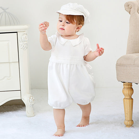 European Baptism Dress Newborn Baby Year Old Full Moon Hat Dress Suit